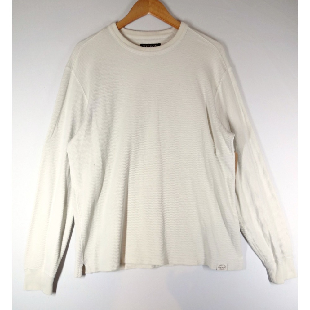 Filson Thermal Shirt Mens Large Off-White Cream Waffle Knit Long Sleeve Gorpcore